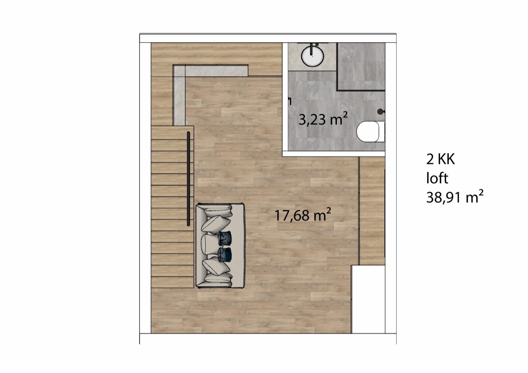 Loft 2+kk - vizualizace 7